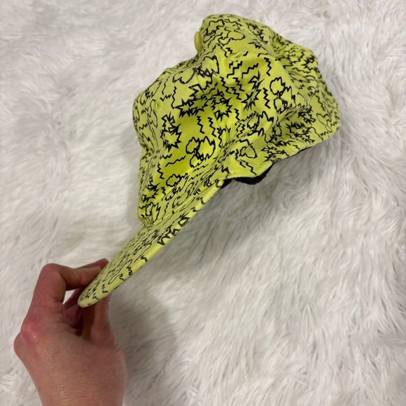 Disney Parks Authentic Original Neon Yellow Cap Hat O/S Static Squiggle Mickey - Picture 3 of 11